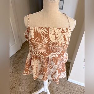 NEW WITH TAGS Forever 21 CRUISE WEAR . Camel and white tank and palazzo pants 1X